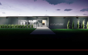 Rendering of front of Ellis Golf Course Clubhouse and Event Center